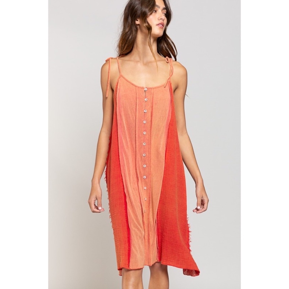 POL Coral Button Down Midi Dress - Picture 2 of 5